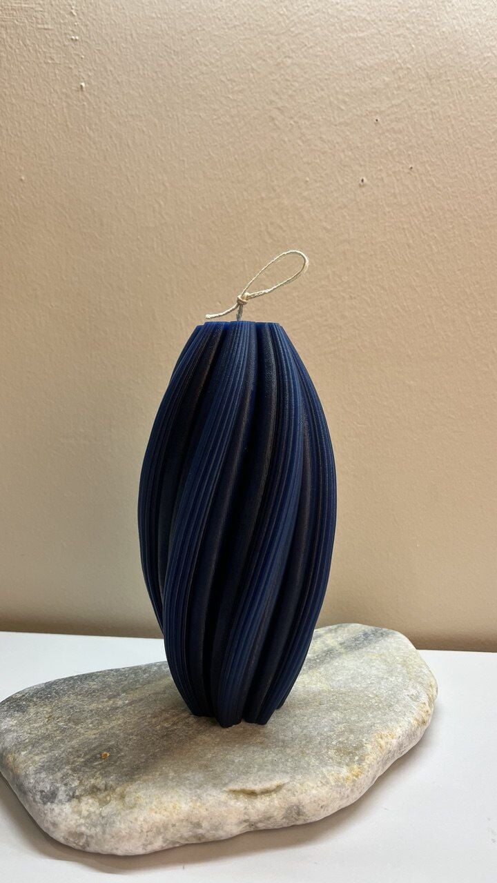 Spiral Dekoratif Mum –büyük boy- El Yapımı, Zarif Dalga Formu, Büyük Boy