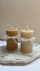 Silindir- Kısa boy Dekoratif Mum – El Yapımı, Minimal Kısa Mum Tasarımı