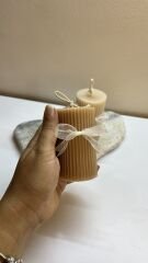 Silindir- Kısa boy Dekoratif Mum – El Yapımı, Minimal Kısa Mum Tasarımı