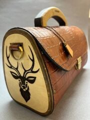 Ceylan kahve El Yapımı Deri Çanta | Timsah Dokusu ve Ahşap Detaylı Şıklık(Kopya)