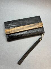 Canan – Ahşap Detaylı Siyah Hakiki Deri Cüzdan