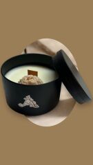 Kahve Kokulu El Yapımı Mum – %100 Soya Wax, 100 ml, Ahşap Fitil