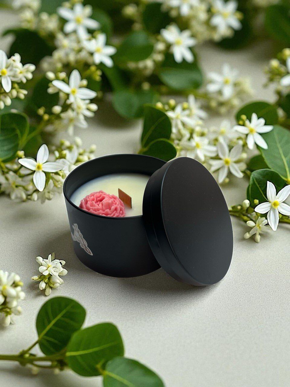 Yasemin Kokulu El Yapımı Mum – %100 Soya Wax, 100 ml, Ahşap Fitil