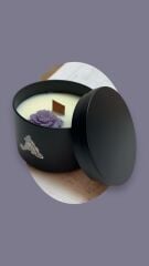 Lavanta Kokulu El Yapımı Mum – %100 Soya Wax, 100 ml, Ahşap Fitil