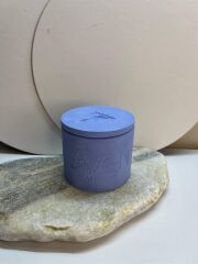 Lavanta Kokulu Mum – El Yapımı mor Taş Tozu Kap, 120 ml, Ahşap Fitil