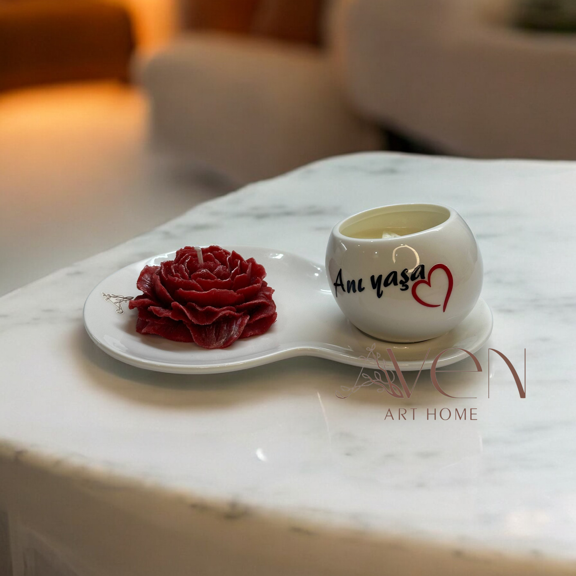 Anı Yaşa , Dekoratif Seramik Gül Mum